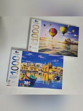 Mindbogglers 1000-Piece Jigsaw Puzzles - Hot Air Balloons & Colorful Harbor